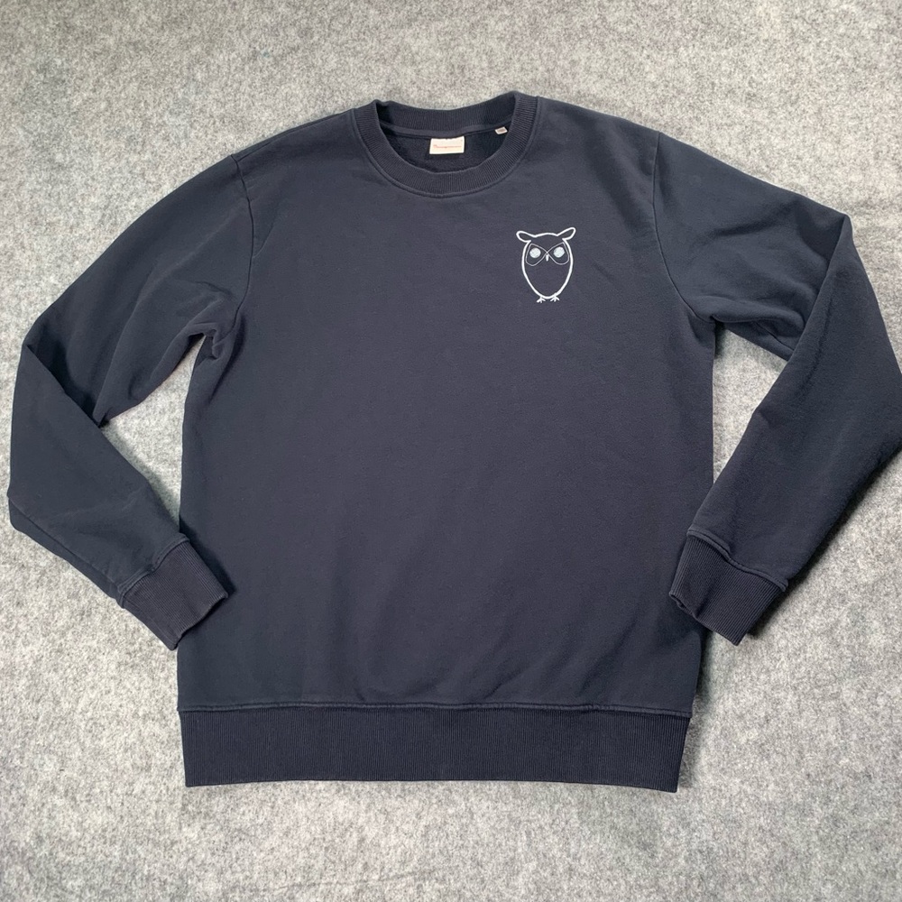 Men's Navy Crewneck Sweater with Owl Design